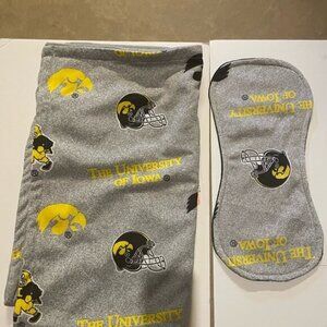 University of Iowa Gray Receiving Blanket and Burp Cloth